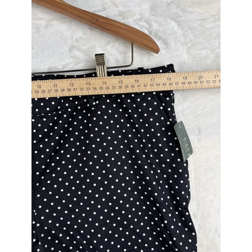 Lauren Ralph Lauren Womens Sz 16 Black/White Stretch Polka Dot Ankle Pants - Picture 6 of 16